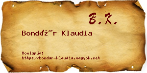 Bondár Klaudia névjegykártya